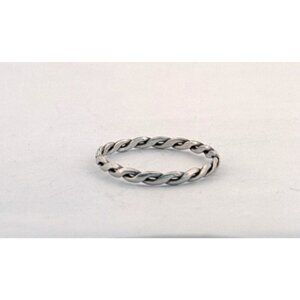 Estate Sterling Silver 925 Braided Rope Band Ring Size 9, Classic Stackable